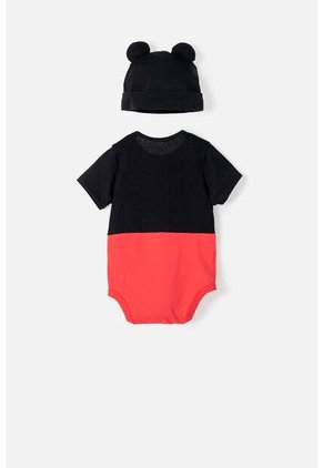 Body De Mickey Mouse Manga Corta Rojo Con Negro Para Bebé Niño 12-18