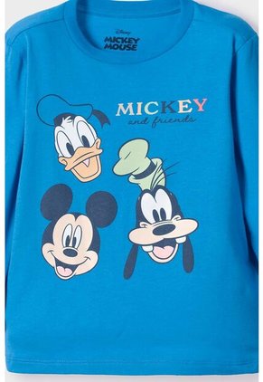 Pijama De Mickey Mouse Azul Manga Larga Para Niño 2T A 5T 5T