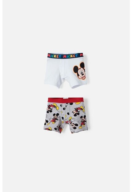 Pack X2 Boxer De Mickey Mouse Blanco Y Gris Para Niño 2T A 5T 3T