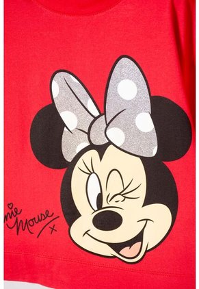Camiseta De Minnie Mouse Manga Corta Rojo Para Niña 4
