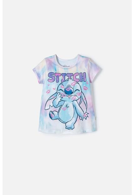 Camiseta De Stitch Multicolor Manga Corta Para Niña 2T A 5T 4T