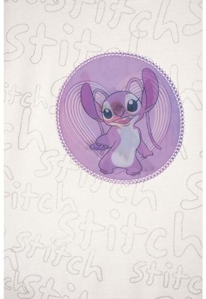 Camiseta De Stitch Manga Corta Marfil Para Niña 10