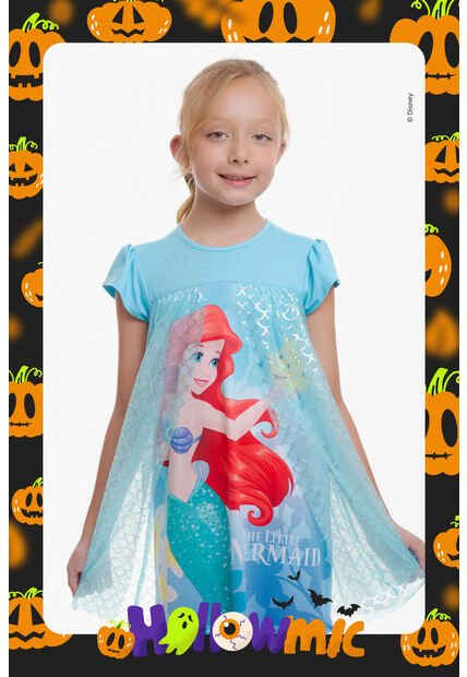 Pijama De La Sirenita Con Tull Azul Para Niña 8