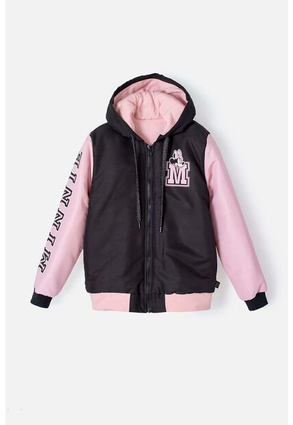 Chaqueta De Minnie Mouse Negra Y Rosada Impermeable Para Niña 4