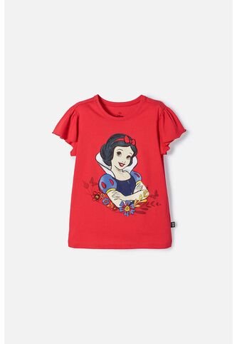 Camiseta De Blancanieves Roja Estampada En Frente Para Niña 10 Disney