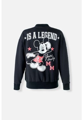 Chaqueta Doble Faz De Mickey Mouse Con Cierre Multicolor Y Negro Para Mujer L