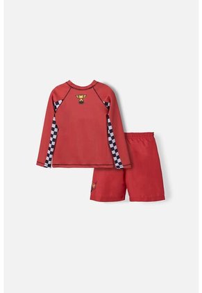 Conjunto De Baño Cars Manga Larga Rojo Para Niño De 2T A 5T 2T