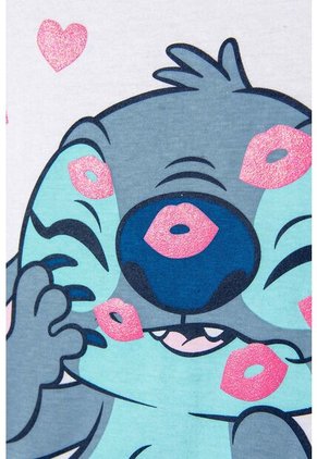 Pijama De Stitch Blanca De Pantalón Largo Para Niña 10