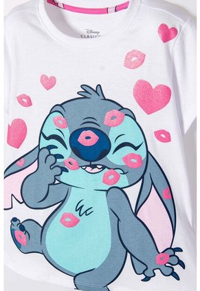 Pijama De Stitch Blanca De Pantalón Largo Para Niña 10