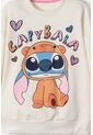 Buzo De Stitch Y Capybara Cerrado Marfil Para Niña 4 de Disney