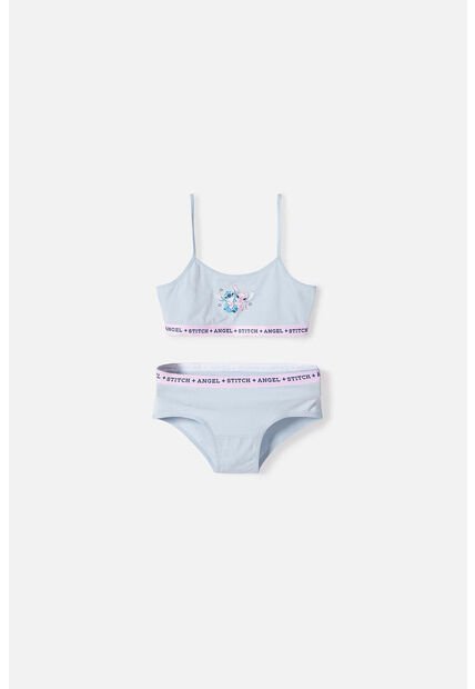 Conjunto De Top Y Panty De Stitch Azul Cielo Para Niña 10