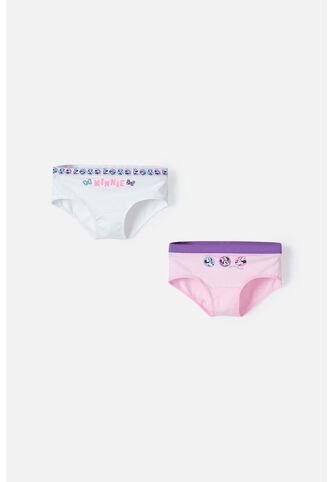 Pack X2 Panties Minnie Mouse Blanco Y Rosado Para Niña 8 Disney