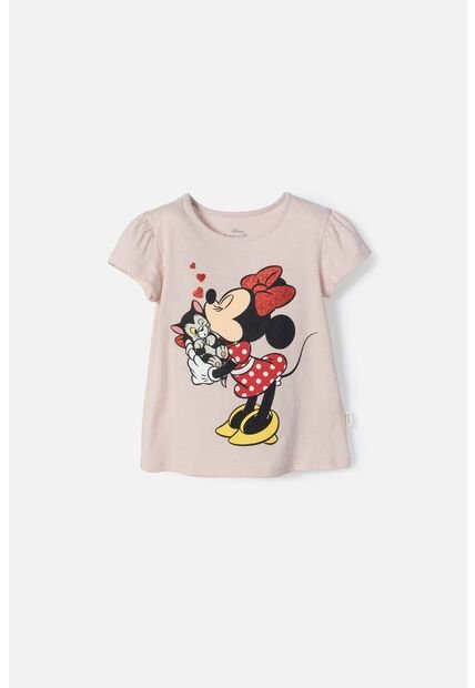 Camiseta De Minnie Mouse Manga Corta Rosado Para Niña 2T A 5T 5T