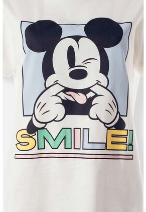 Pijama De Mickey Mouse Marfil Y Multicolor De Pantalón Corto Para Mujer S