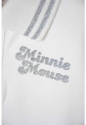Camiseta Tipo Polo De Minnie Mouse Marfil Para Niña 2T A 5T 3T
