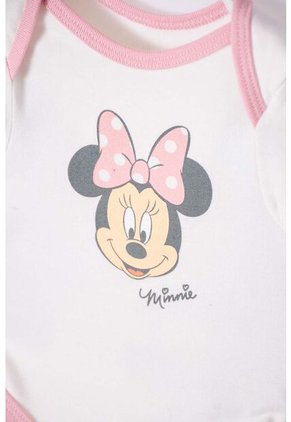 Set Primer Día De Minnie Mouse Marfil Y Rosado Estampado Para Bebé Niña 0-3