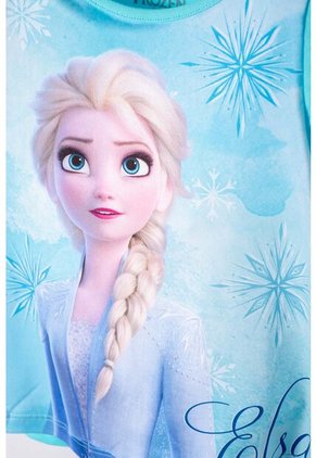 Camiseta De Frozen Manga Corta Azul Para Niña 2T A 5T 5T