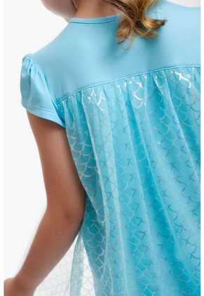 Pijama De La Sirenita Con Tull Azul Para Niña 10