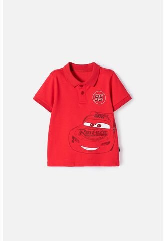 Camiseta Tipo Polo De Cars Rojo Para Niño 2T A 5T 3T Disney