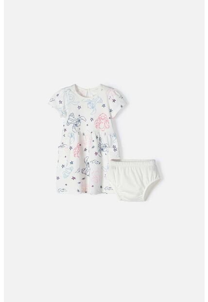 Vestido De Stitch Marfil Estampado Para Bebé Niña 6-9