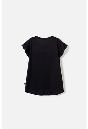 Camiseta De Minnie Mouse Manga Corta Negra Para Niña 8