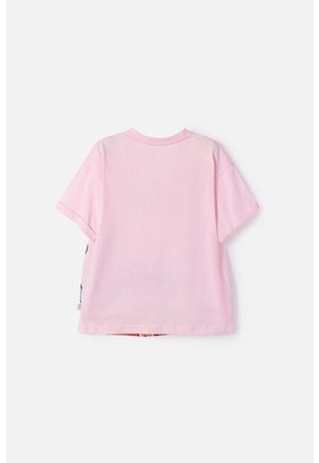 Camiseta De Stitch Y Capybara Manga Corta Rosada Para Niña 10