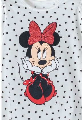 Camiseta Minnie Mouse Marfil Manga Larga Para Niña 2T A 5T 4T