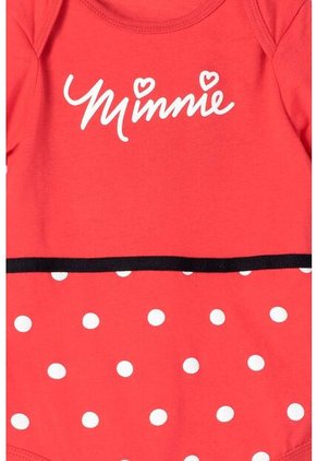 Body De Minnie Mouse Manga Corta Negro Y Rojo Para Bebé Niña 9-12