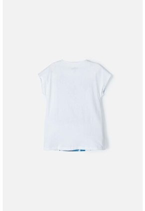 Camiseta De Frozen Manga Corta Blanca Y Azul Para Niña 4