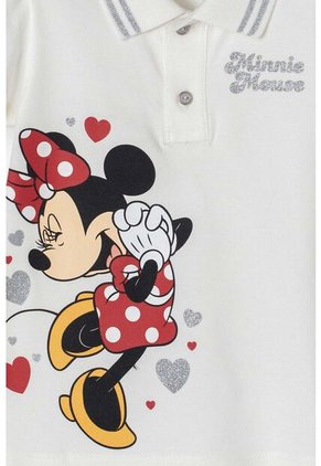Camiseta Tipo Polo De Minnie Mouse Marfil Para Niña 2T A 5T 3T