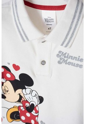 Camiseta Tipo Polo De Minnie Mouse Marfil Para Niña 2T A 5T 3T