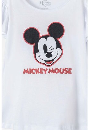 Camiseta De Mickey Mouse Manga Corta Blanca Para Niña 8