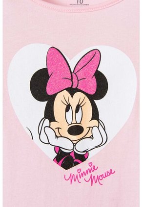 Camiseta De Minnie Mouse Manga Corta Rosada Para Niña 12