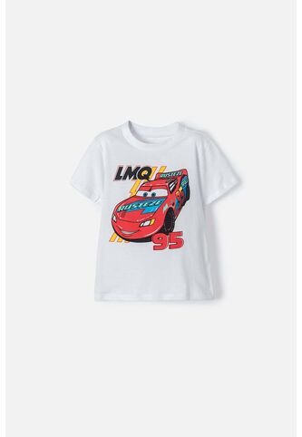 Camiseta De Cars Manga Corta Blanca Para Niño 2T A 5T 3T Disney