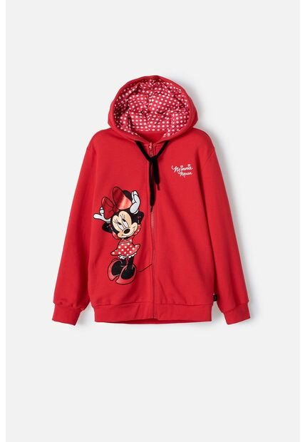 Buzo De Minnie Mouse Con Capucha Rojo Para Niña 10