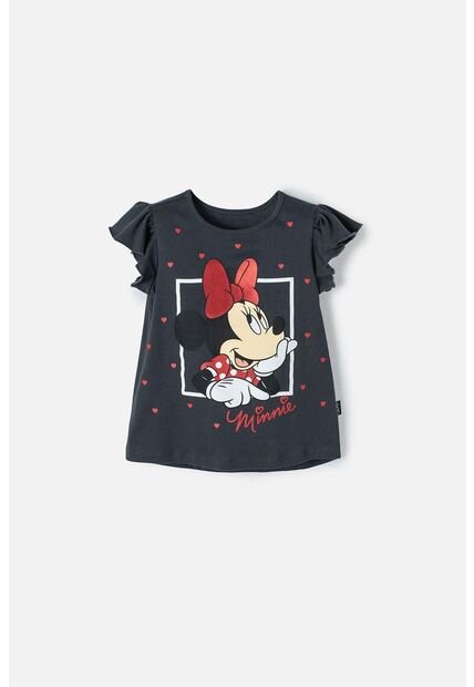 Camiseta De Minnie Mouse Manga Corta Gris Para Niña 2T A 5T 5T