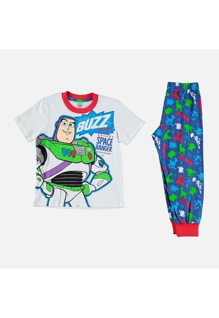 Pijama De Niño, Manga Corta/pantalón Largo, Blanco/azul De Toy Story ©Pixar 4T