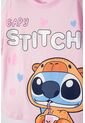 Camiseta De Stitch Y Capybara Manga Corta Rosada Para Niña 8 de Disney