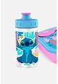 Set De Porta, Cubierto Y Botella Azul/rosado De Stitch U de Disney