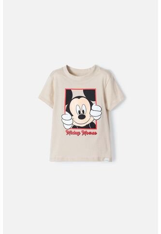 Camiseta De Mickey Mouse Manga Corta Beige Para Niño 2T A 5T 3T Disney