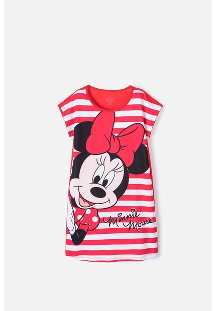 Pijama De Minnie Mouse  Tipo Batola De Rayas Rojo Y Blanco Para Niña 4