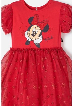 Vestido De Minnie Mouse Rojo Estampado En Frente Para Niña 2T A 5T 2T