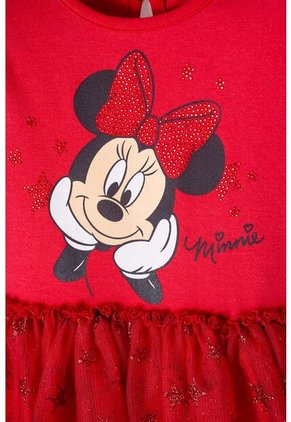Vestido De Minnie Mouse Rojo Estampado En Frente Para Niña 2T A 5T 2T