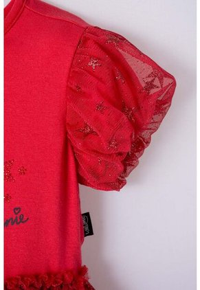 Vestido De Minnie Mouse Rojo Estampado En Frente Para Niña 2T A 5T 2T