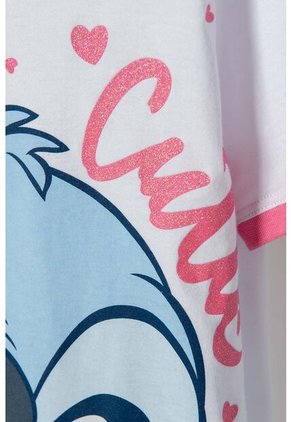 Camiseta De Stitch Blanca Estampada En Frente Para Niña 10