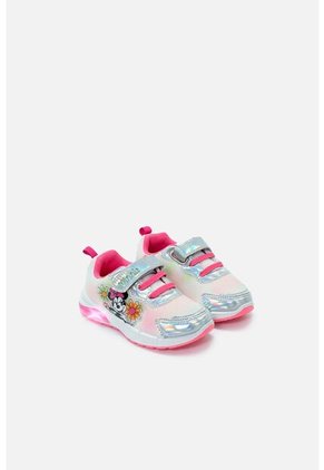 Tenis Con Luces De Minnie Mouse Blanco Y Rosado Para Niña 30