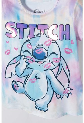 Camiseta De Stitch Multicolor Manga Corta Para Niña 2T A 5T 2T