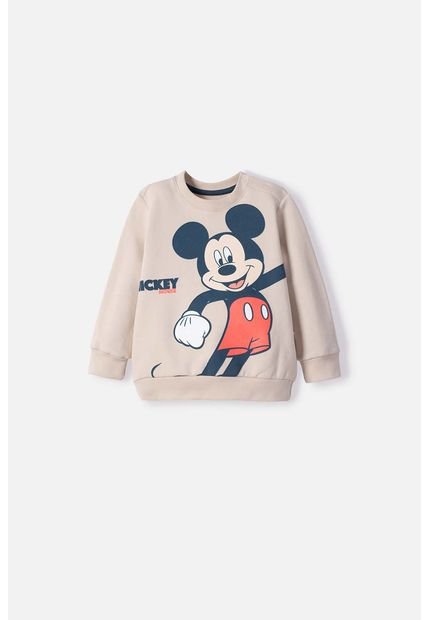 Buzo De Mickey Mouse Caqui Estampado En Frente Para Bebé Niño 6-9