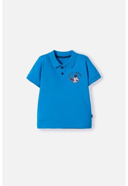 Camiseta Tipo Polo De Mickey Mouse Azul Tipo Polo Para Niño 2T A 5T 2T