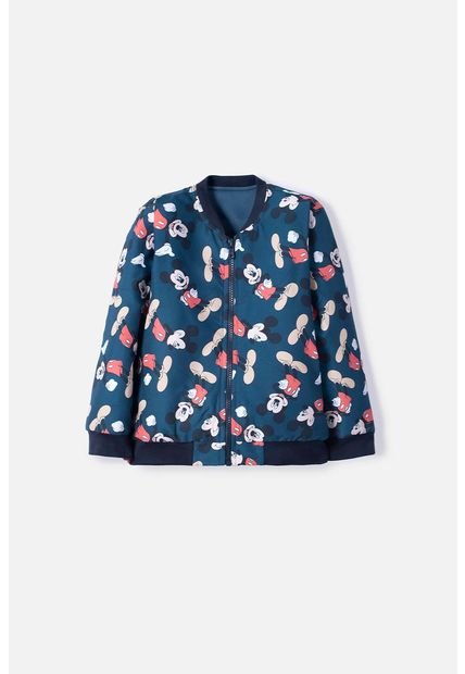 Chaqueta De Mickey Mouse Azul Oscura Con Estampado Allover Para Niño 2T A 5T 3T